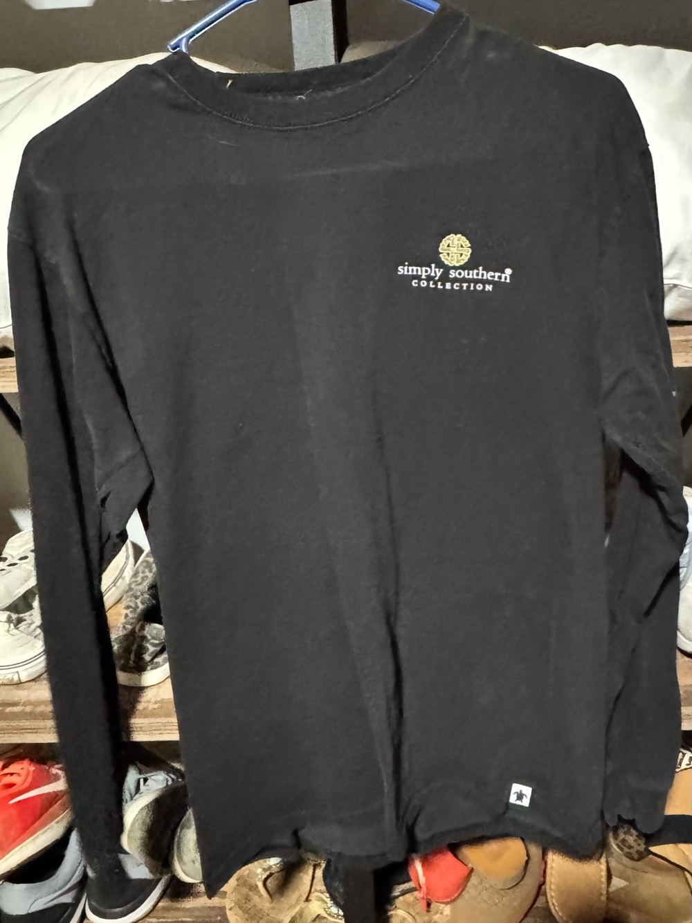 Simply Southern Black Long Sleeve Tee with Gold Logo